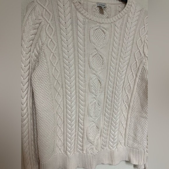 L.L.Bean Fisherman Cableknit Cream sweater XL - Picture 2 of 7